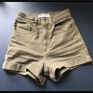 American apparel army green shorts